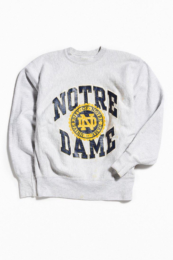 Urban Outfitters Cotton Vintage Champion Notre Dame Crew Neck Sweatshirt in  Light Grey (Gray) for Men - Lyst
