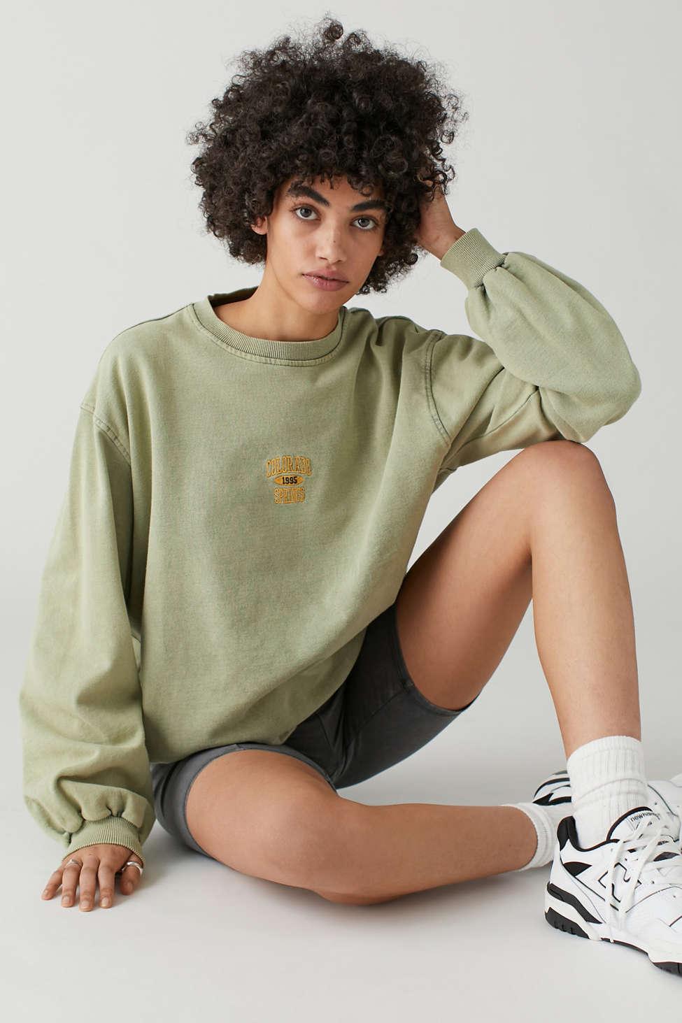 Urban Outfitters Colorado Springs Washed Crewneck Sweatshirt in Green | Lyst