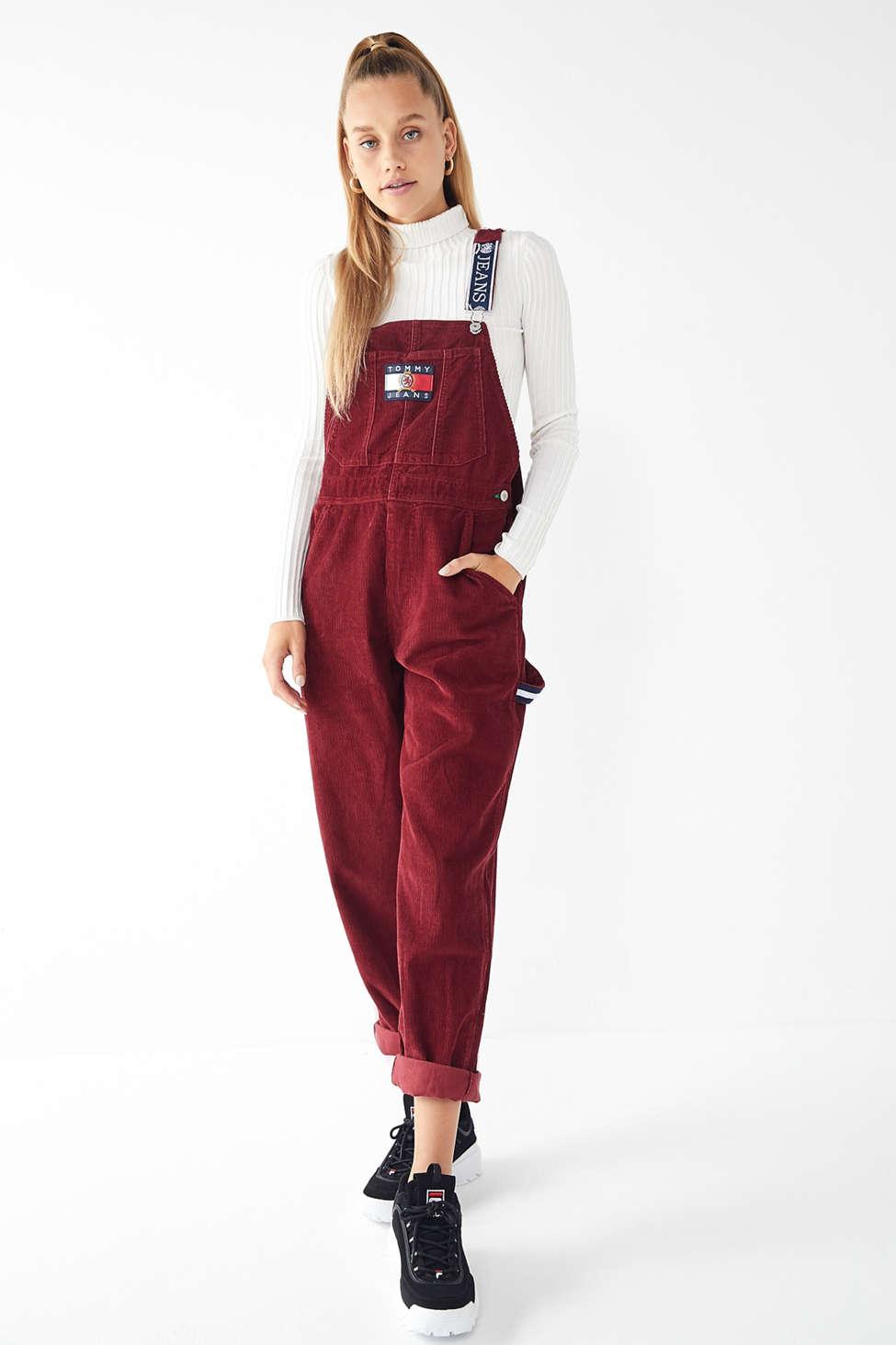 Tommy Hilfiger Crest Collection Corduroy Dungarees in Red