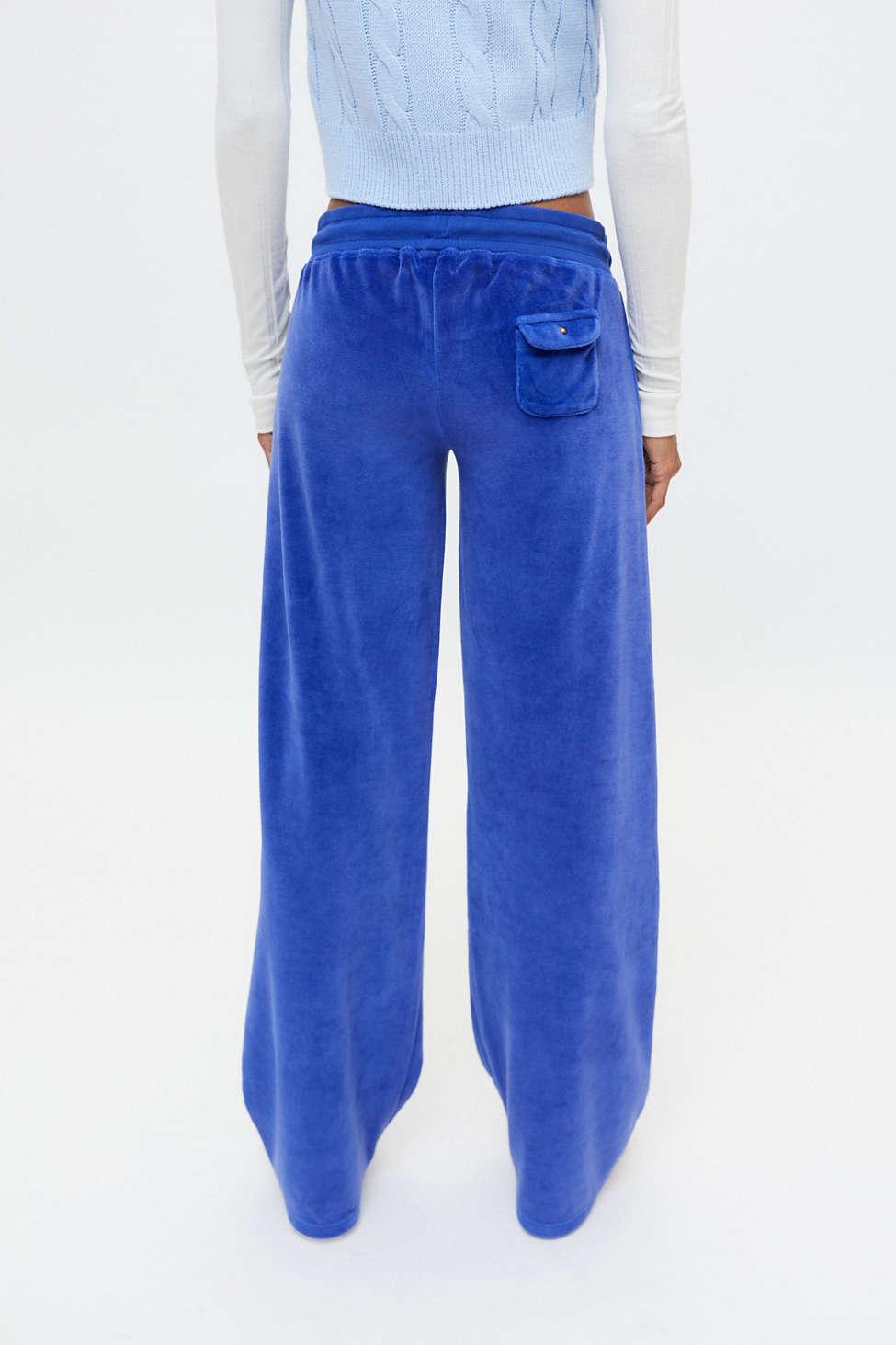 iets frans Velour Low Rise Track Pant in Blue Lyst