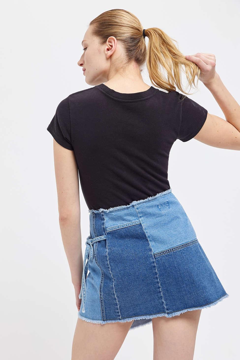 uo frayed wrap mini skirt