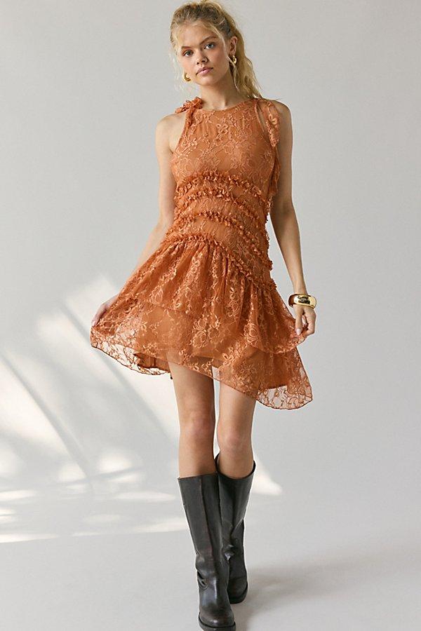 Kimchi Blue Alicia Asymmetric Cascading Ruffle Lace Mini Dress in Orange |  Lyst Canada