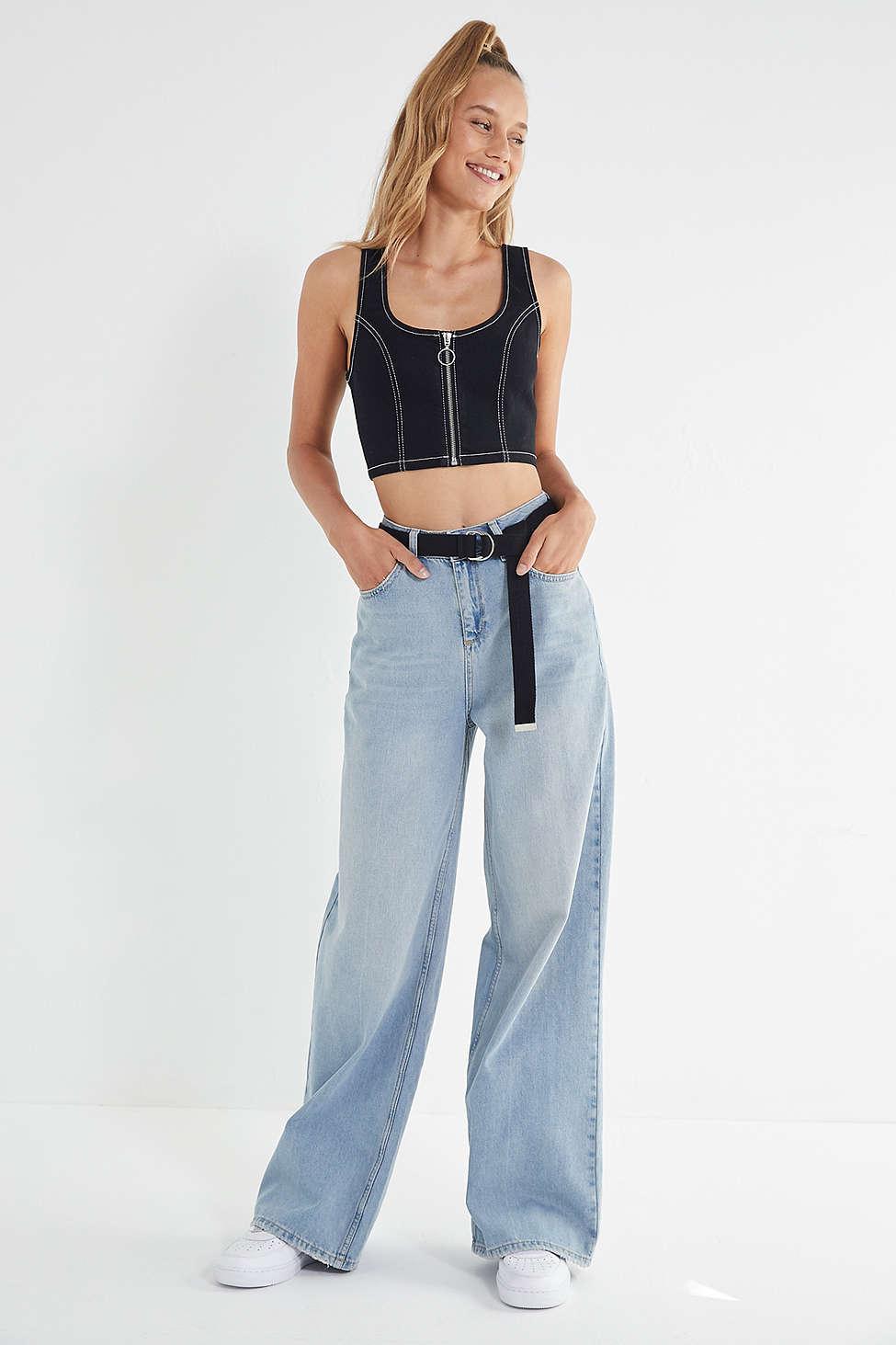 denim zip top