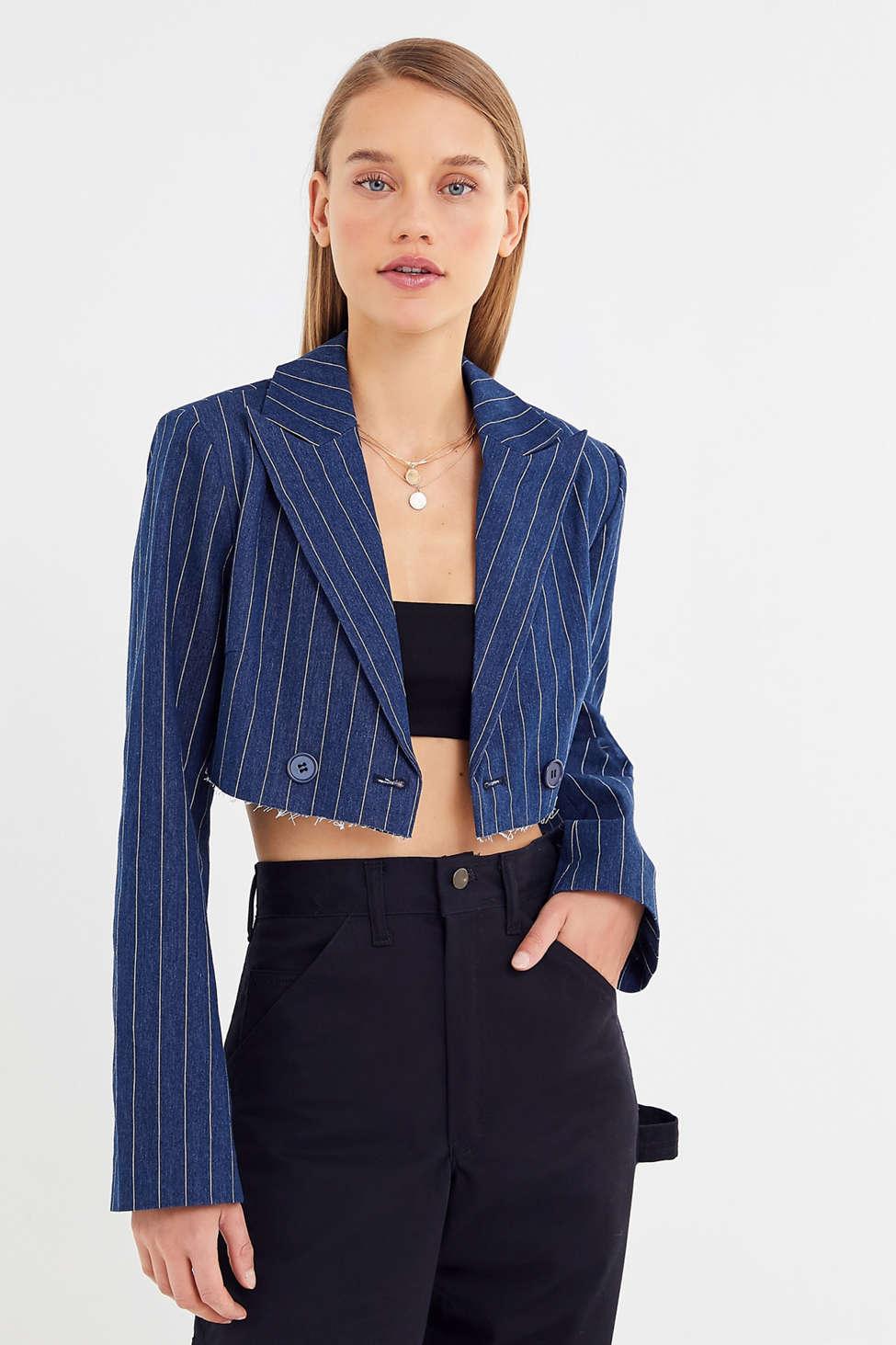 blue cropped blazer