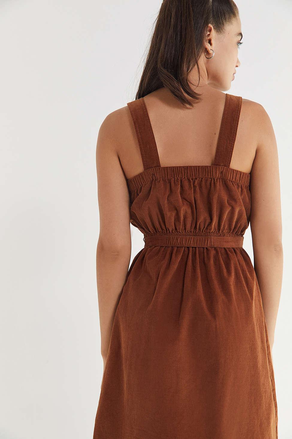 uo cordelia corduroy midi dress