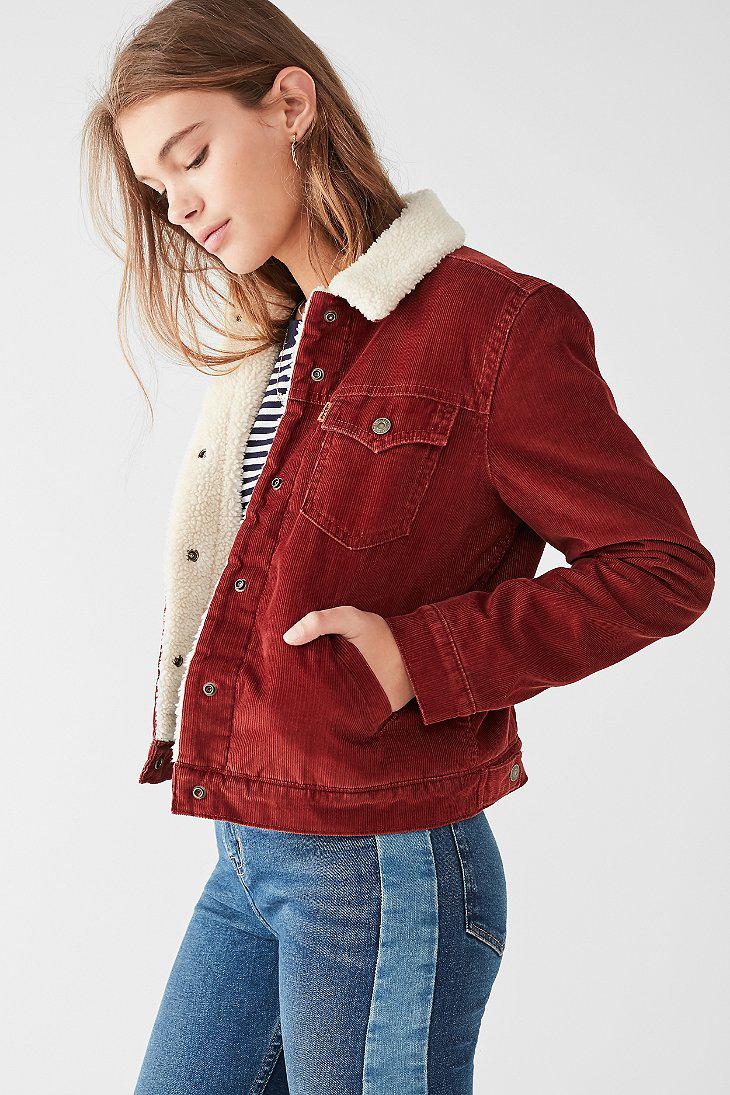 Levi's Levi's Corduroy Sherpa Jacket in Red | Lyst