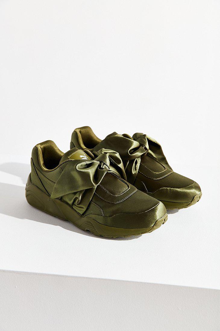 PUMA Satin Fenty By Rihanna Bow Sneaker in Olive (Green) | Lyst
