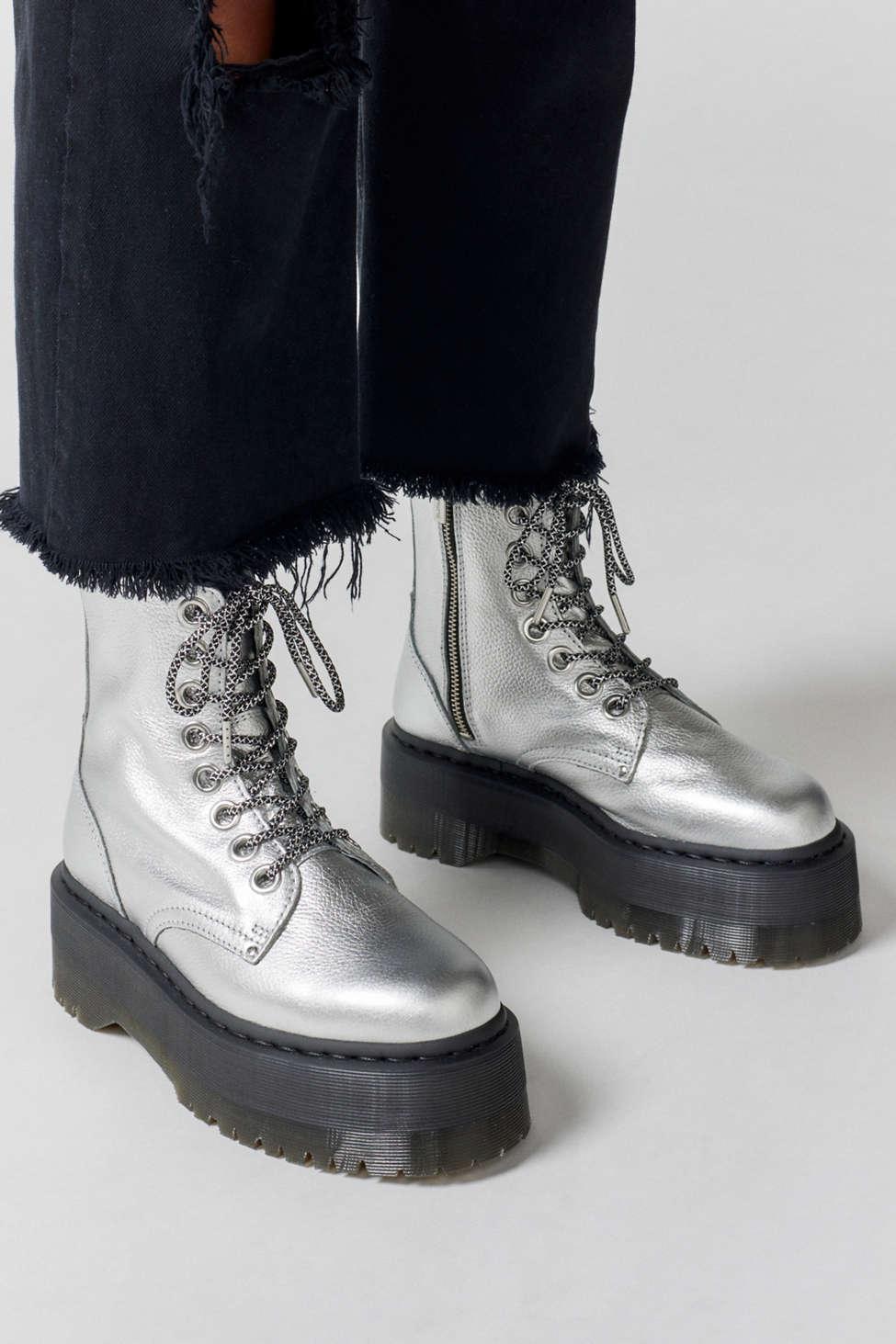 Dr. Martens Jadon Max Metallic Platform Boot in White | Lyst