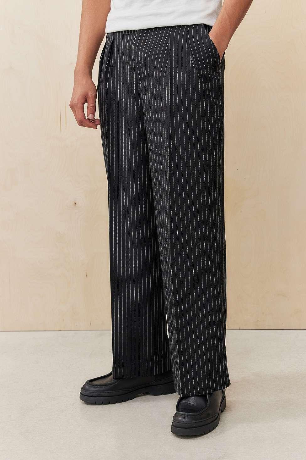 Archive At Uo Black Pinstripe Ash Wide Leg Trousers for Men | Lyst UK