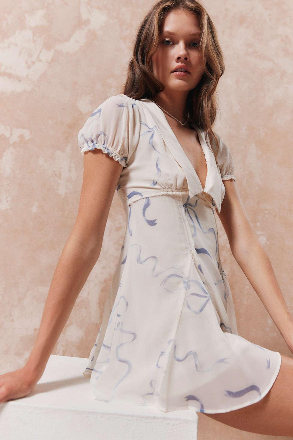kimchi blue monet bow mini dress UO Kimchi Blue Monet Bow Mini Dress