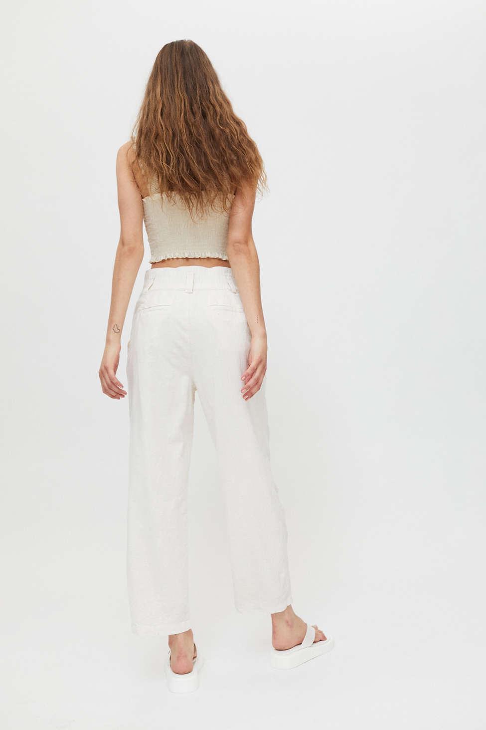 White linen tapered pants Clearance
