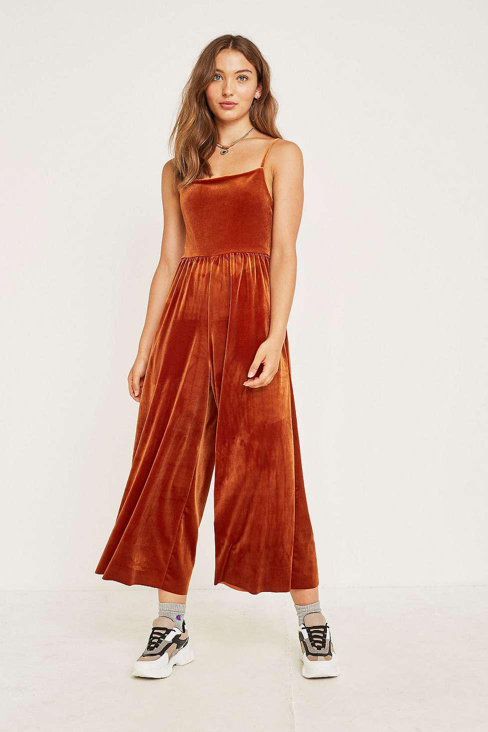 urban outfitters green velvet jumpsuit