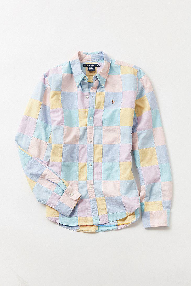 Urban Outfitters Vintage Ralph Lauren '90s Pastel Check Button-down Shirt  in Blue for Men | Lyst