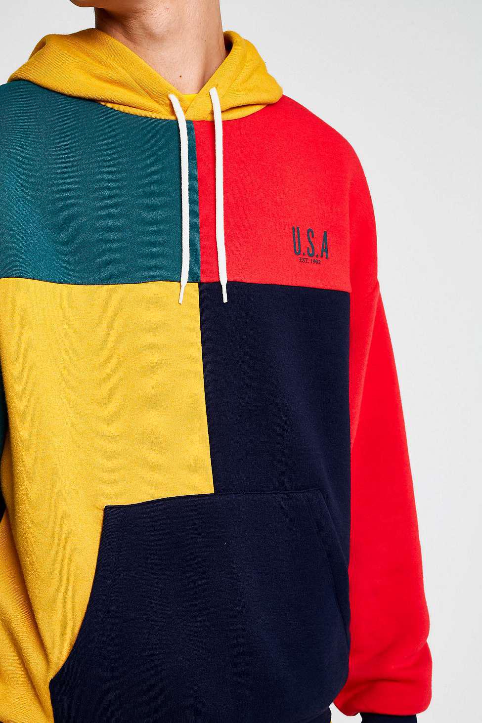 Red blue yellow hoodie sales