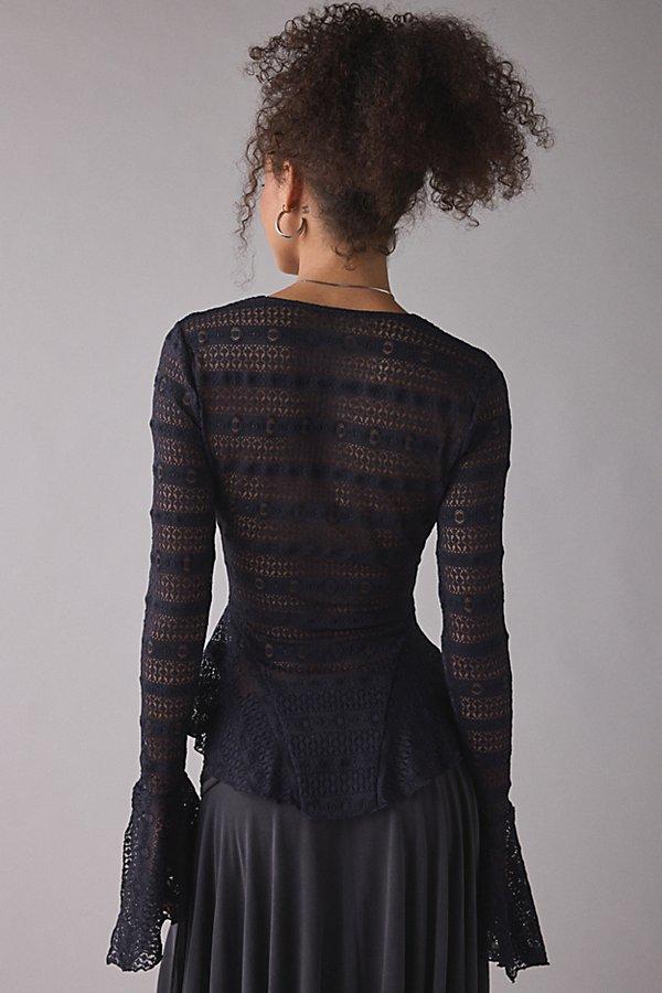 Kimchi Blue Irene Sheer Lace Ruffle Bell Sleeve Top in Blue | Lyst