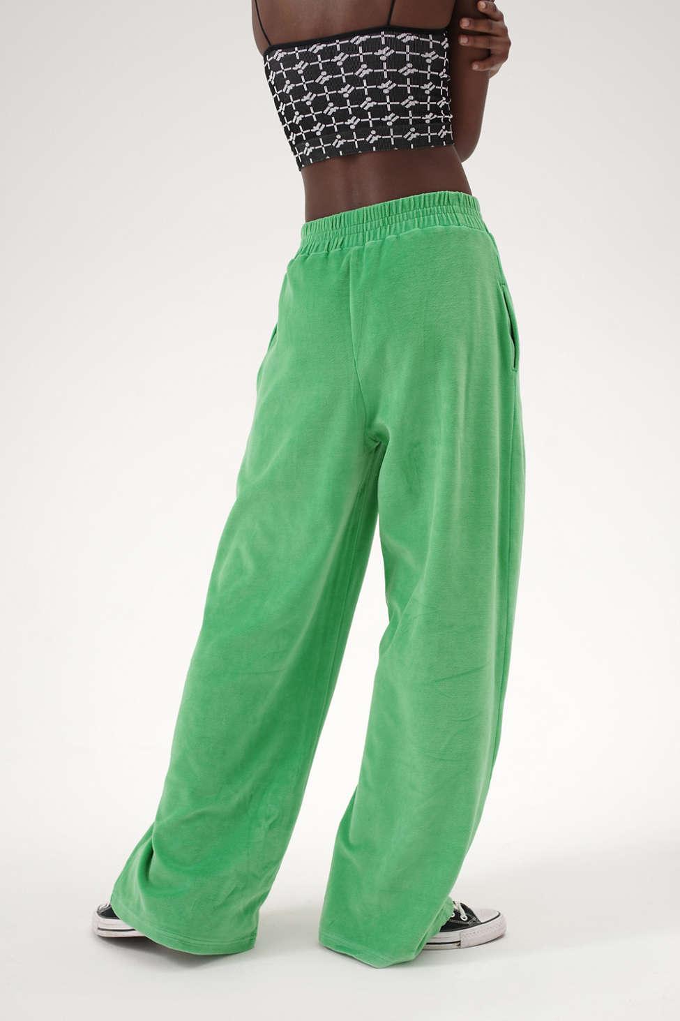 iets frans... Velour Wide Leg Pant in Green | Lyst