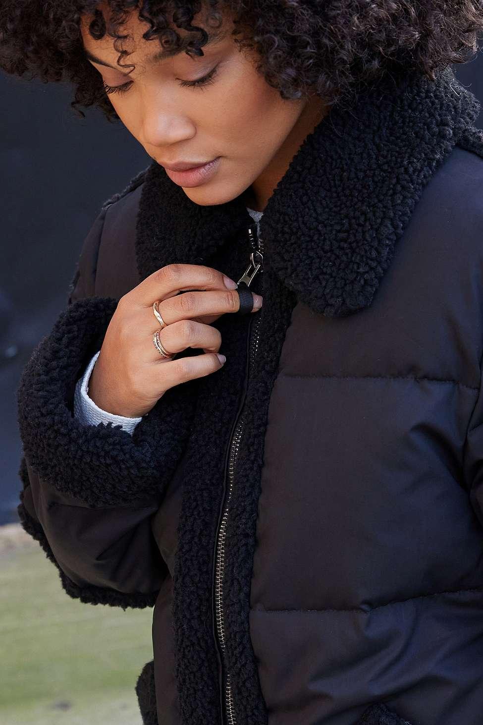 HOT Puffer Jacket Borg Trim Jacket Kimchi Blue Borg Trim Puffer