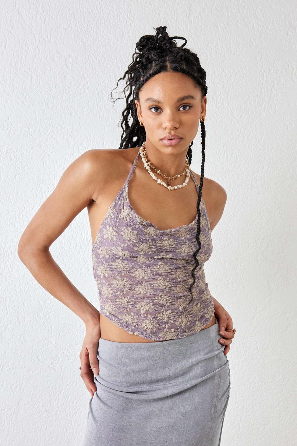 Urban Outfitters Uo Floral Eloise Cowl Neck Top in Purple | Lyst
