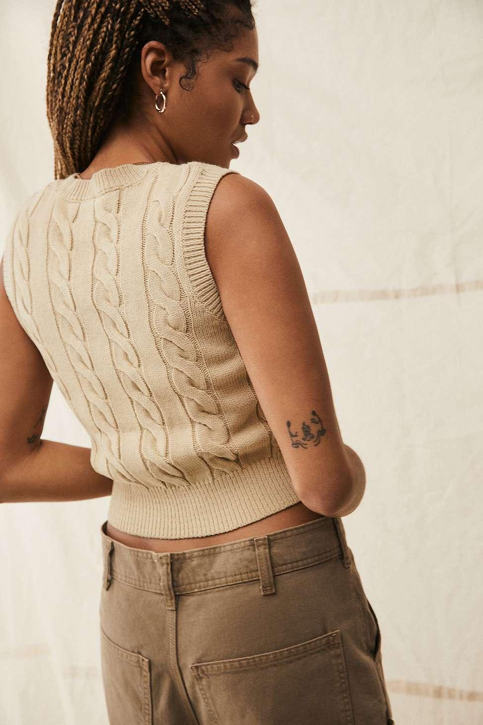 iets frans... Cable Knit Vest in Natural | Lyst UK