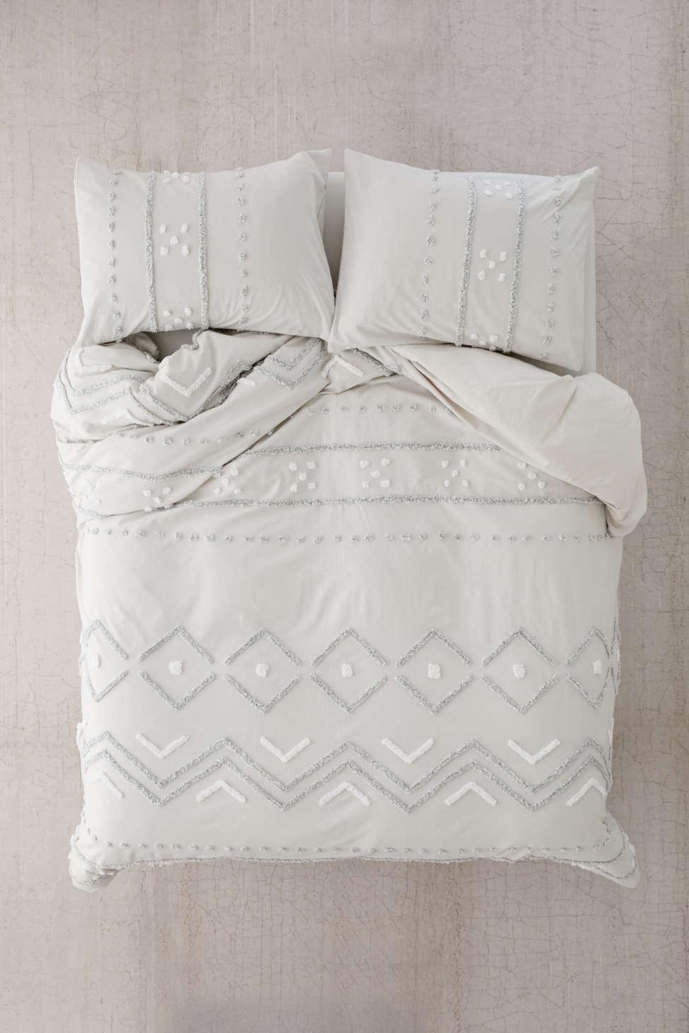 Urban Outfitters Cotton Bomi Tufted Duvet Cover In Grey Gray For