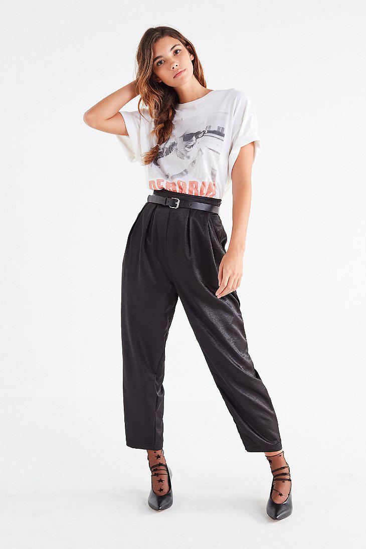 Lyst - Urban Outfitters Uo Hailey Pleated Satin Pant in Black