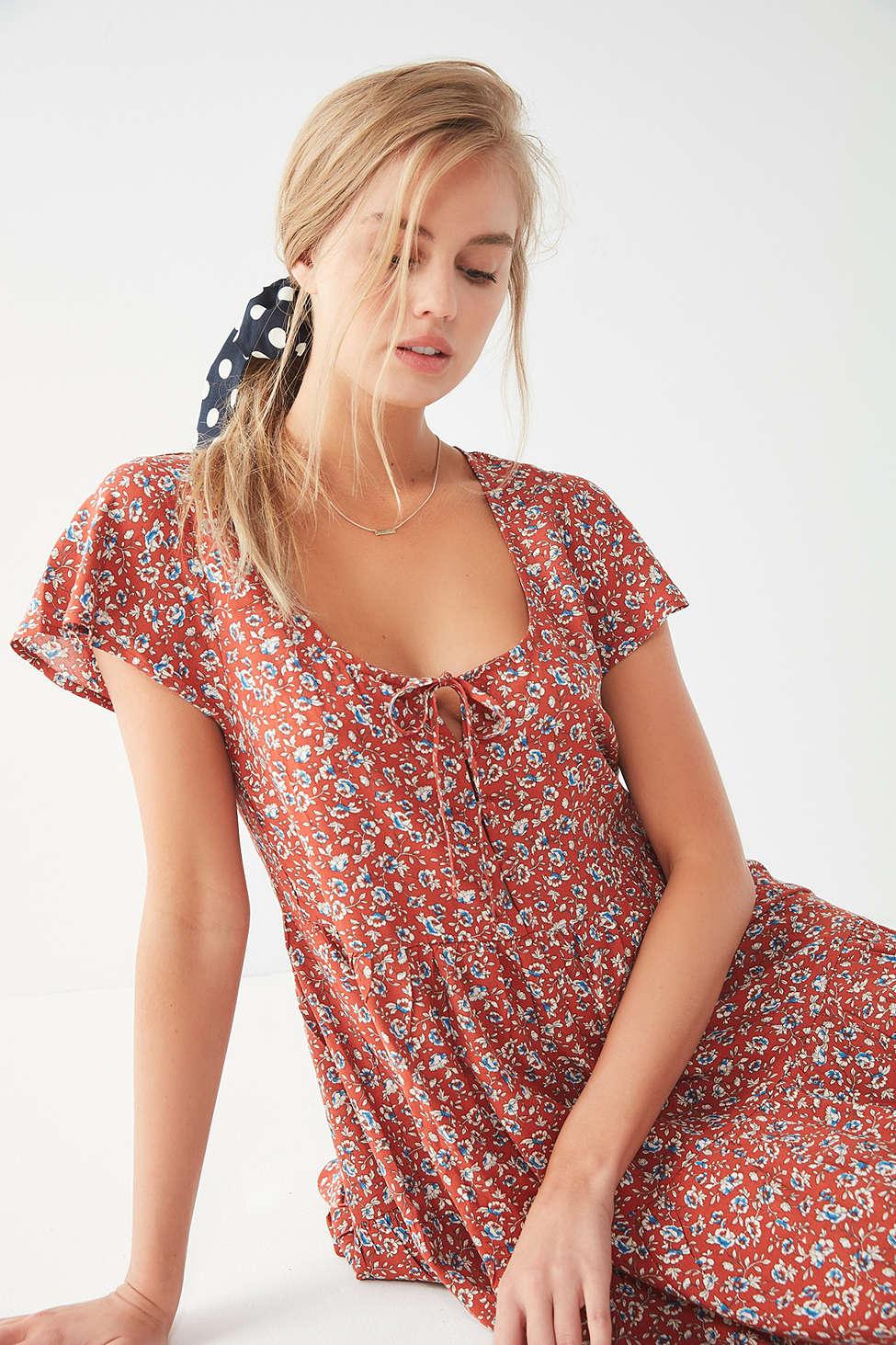 uo floral tiered babydoll dress
