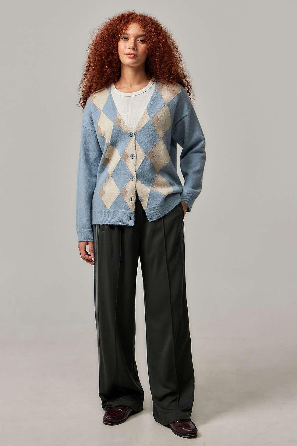 iets Argyle Boyfriend Cardigan in Blue Lyst UK
