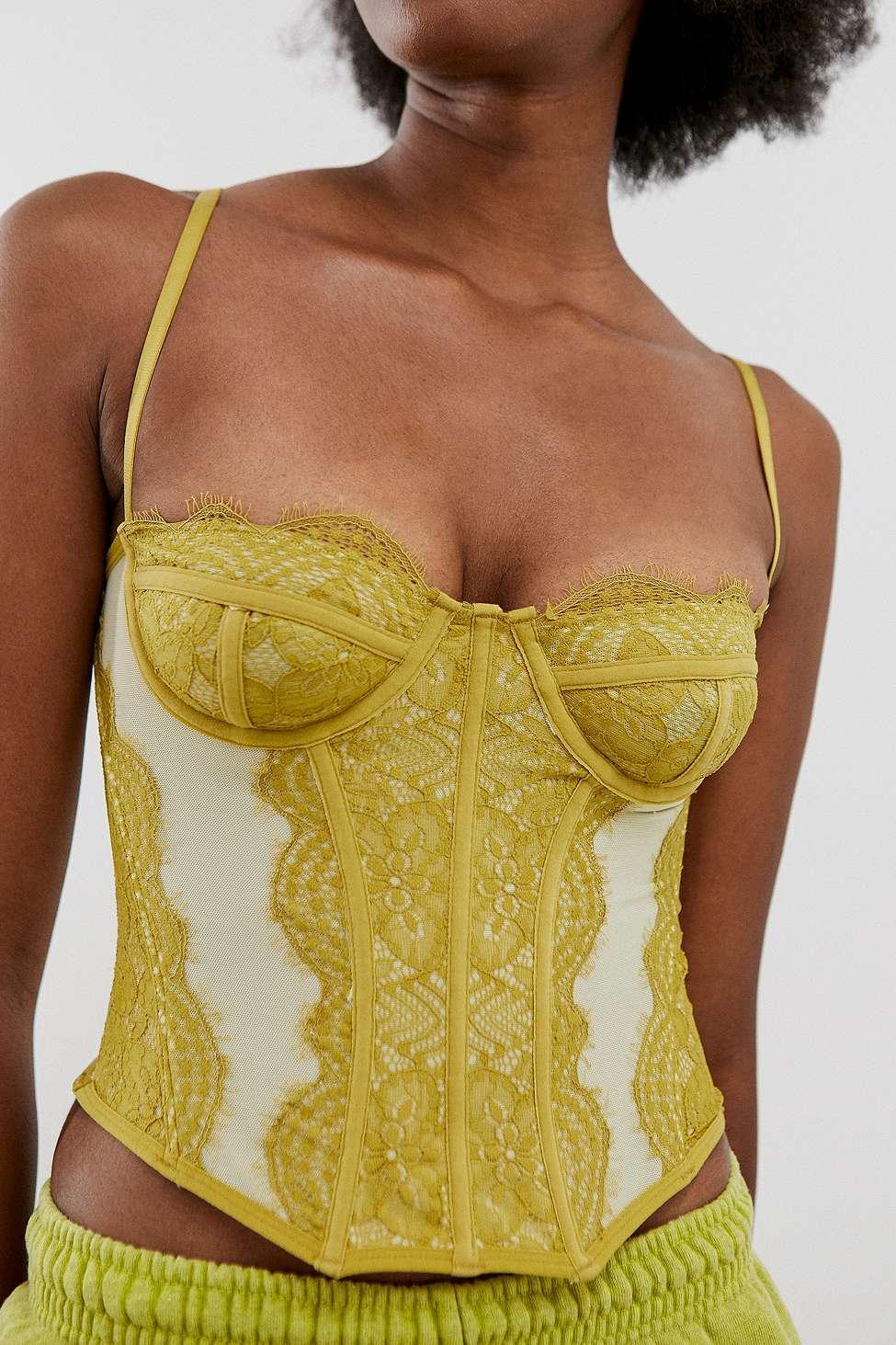 Out From Under Modern Love Mesh u0026 Lace Corset in Metallic | Lyst UK