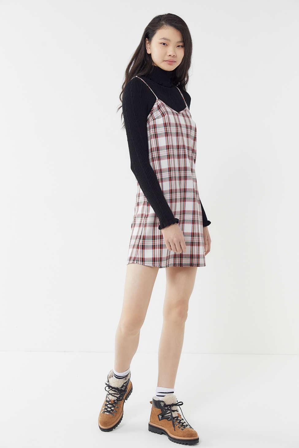 plaid slip dress