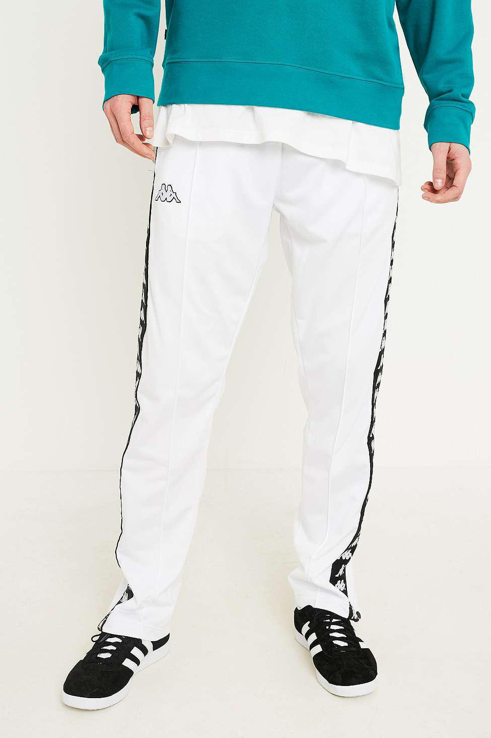 Kappa Synthetic Slim White Popper Track Pants for Men Lyst