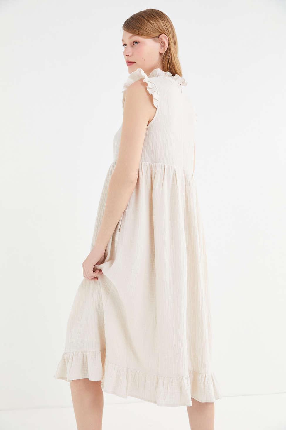 gabby ruffle babydoll midi dress
