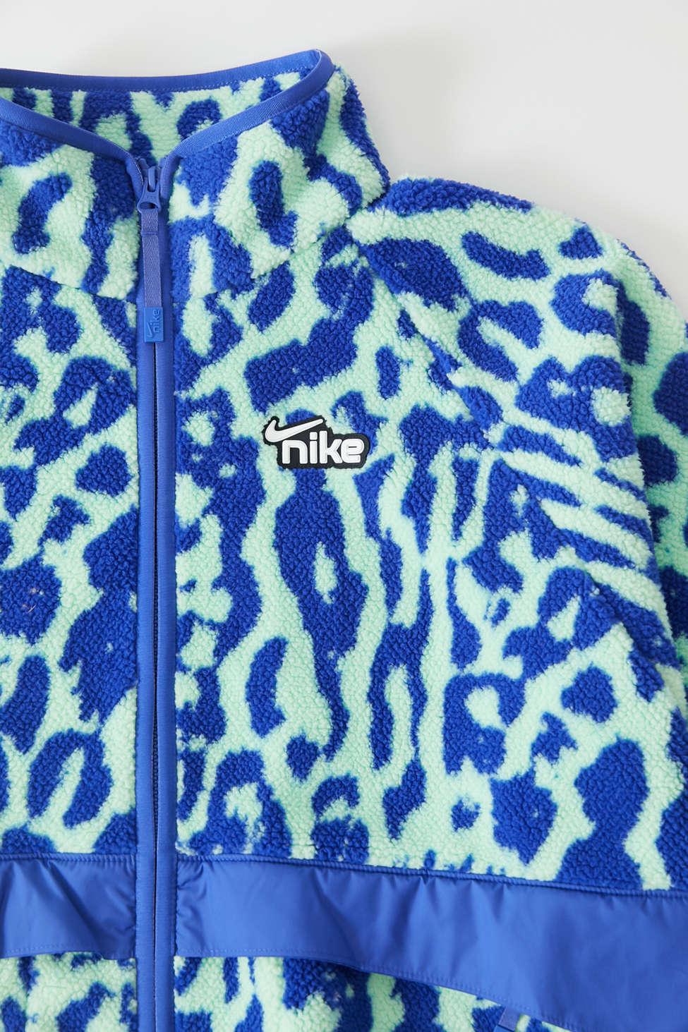 Nike Sportswear Animal Print Sherpa Jacket in Blue | Lyst