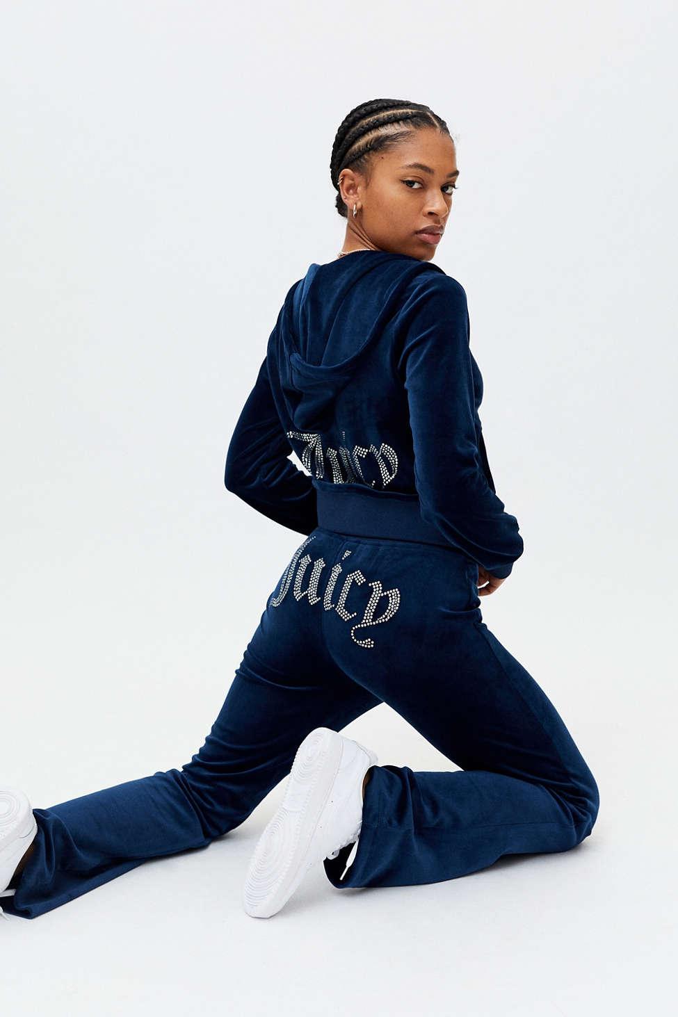 Juicy Couture Velour Track Pant in Blue