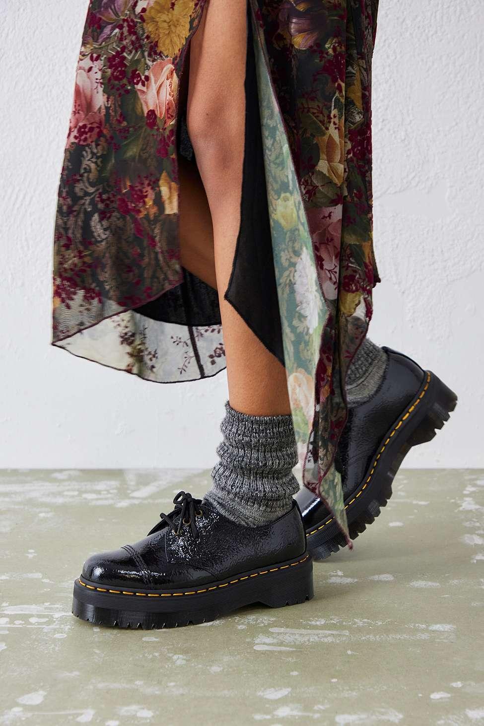 Dr.Martens 1461QUAD PATENT UK5 箱有り Dr. Martens 1461 Quad Patent Leather Platform Oxford Black
