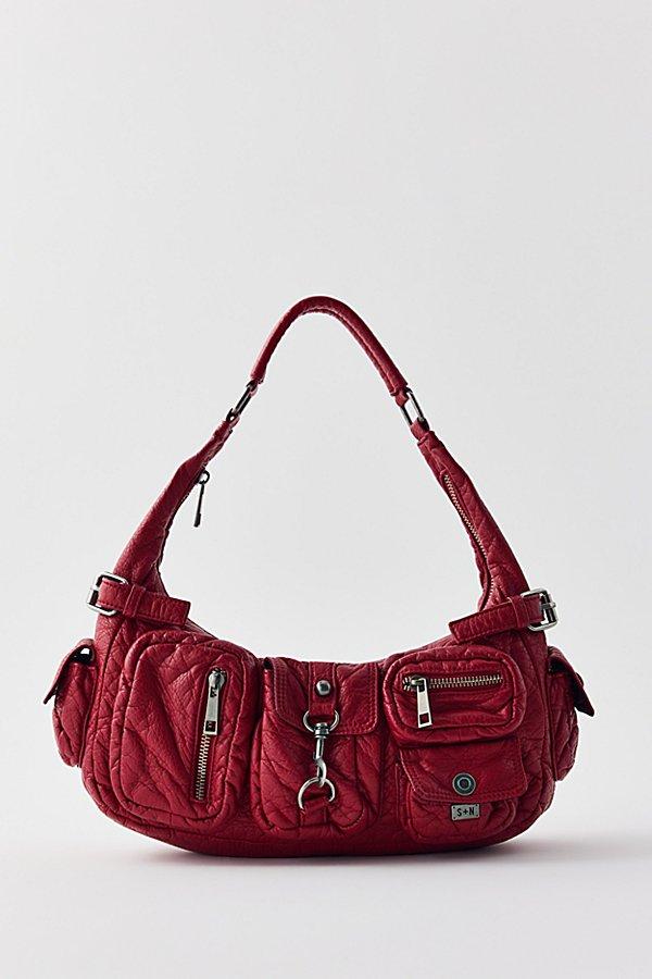 Silence + Noise Emily Washed Faux Leather Shoulder Bag in Red | Lyst