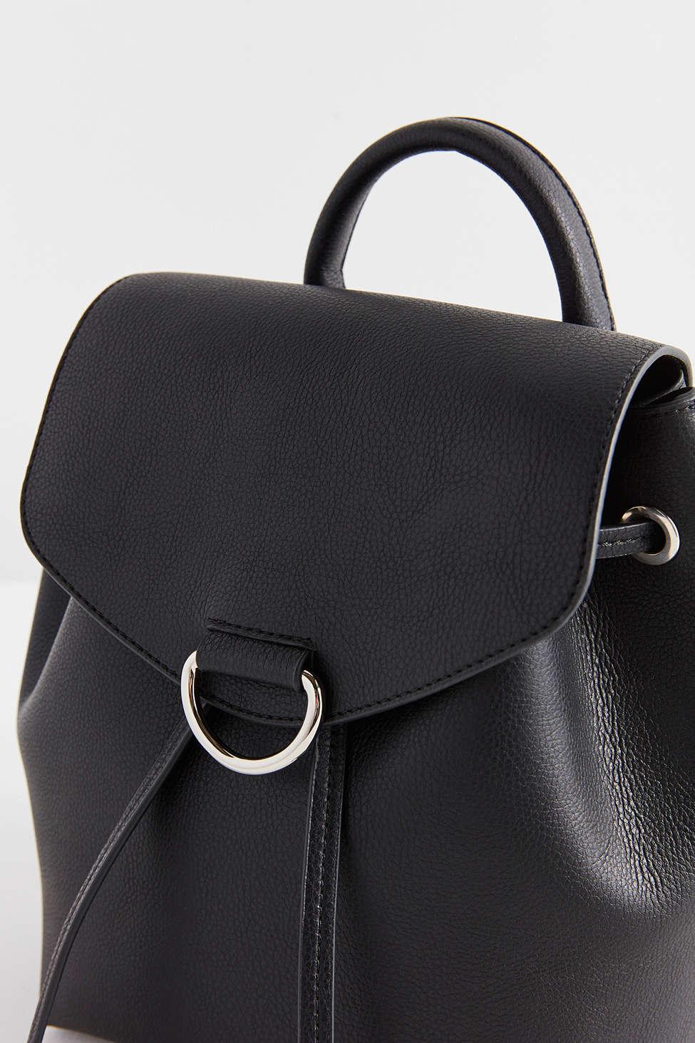 black faux leather mini backpack