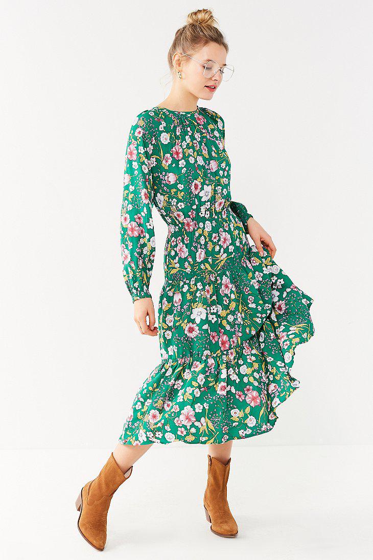 Urban Outfitters Green Floral Dress ...