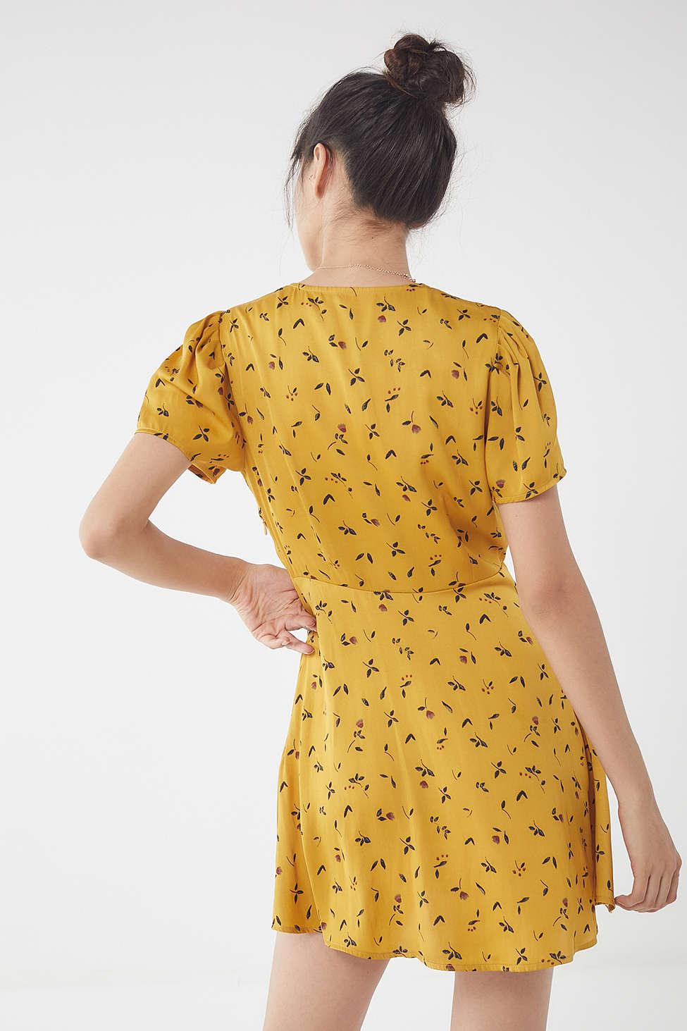 yellow button down dress