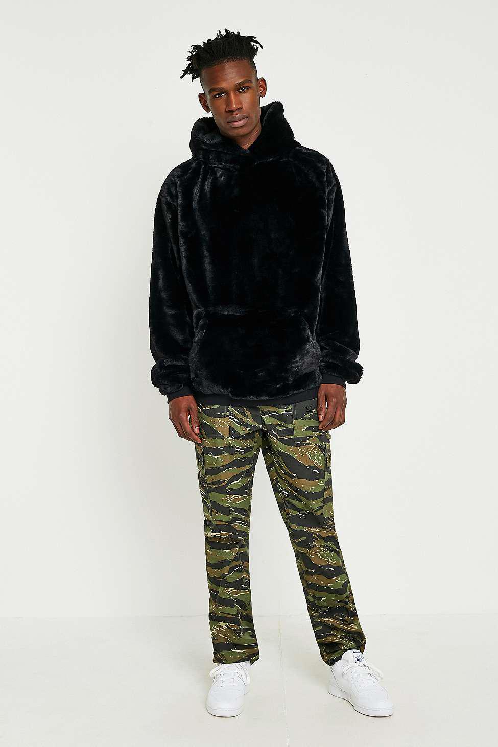 faux fur hoodie mens urban outfitters