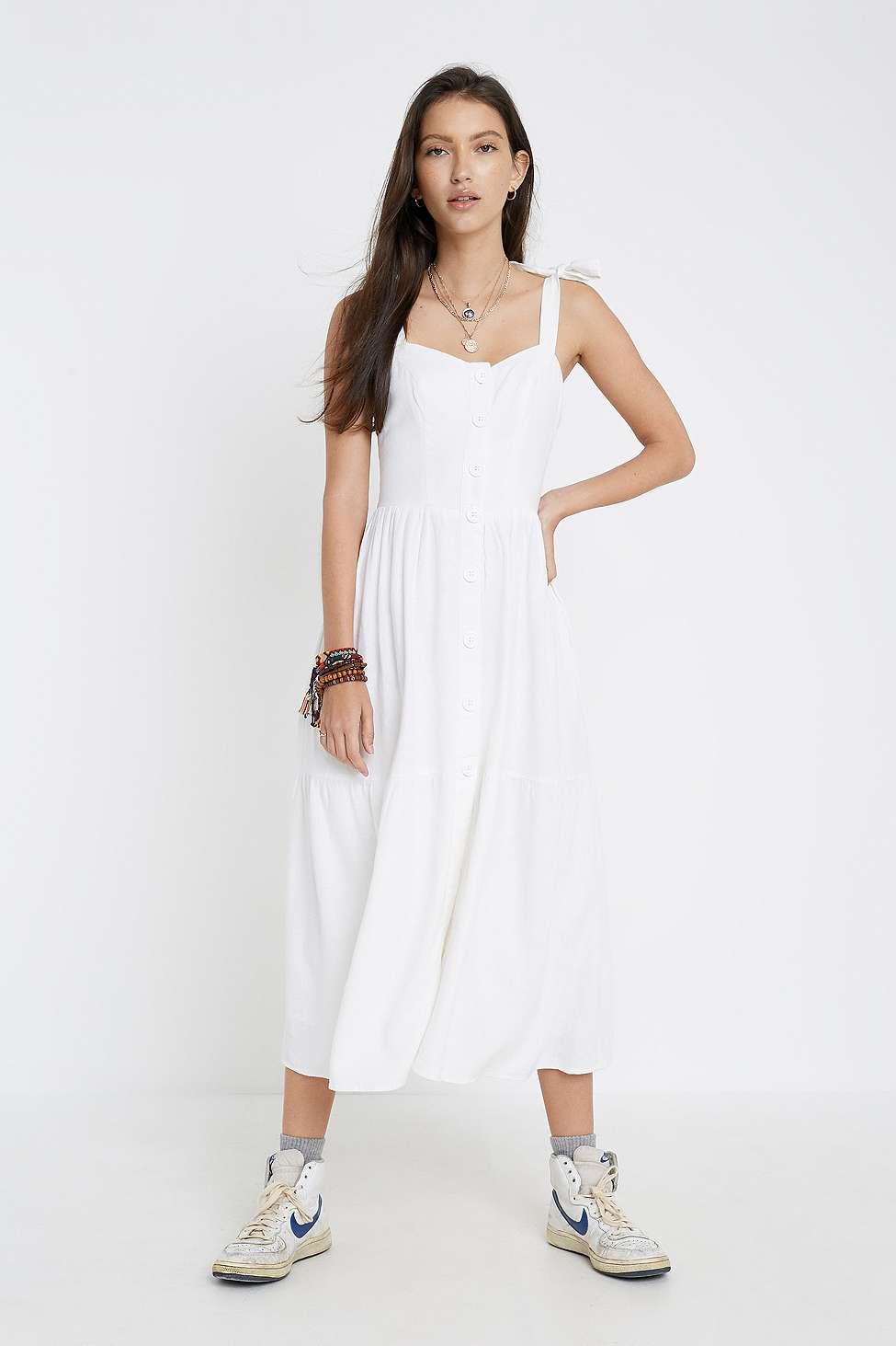 urban outfitters white midi dress