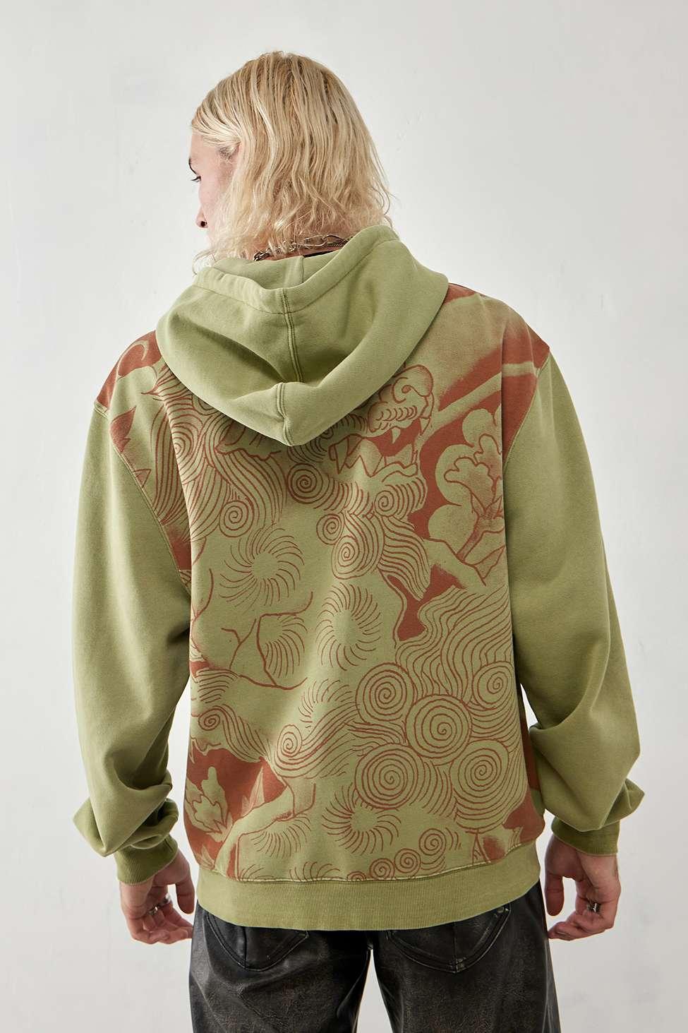 Ed Hardy Uo Exclusive Khaki Lion Zip-up Hoodie in Green for Men 