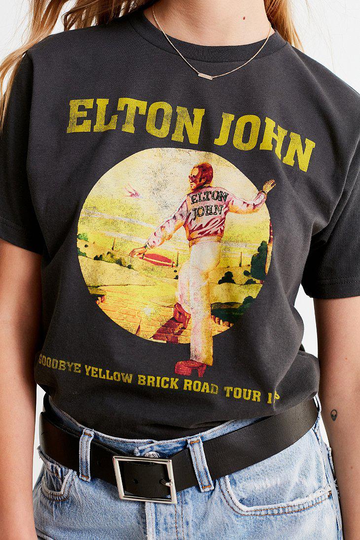 Urban Outfitters Elton John Yellow Brick Road Tee in Black | Lyst