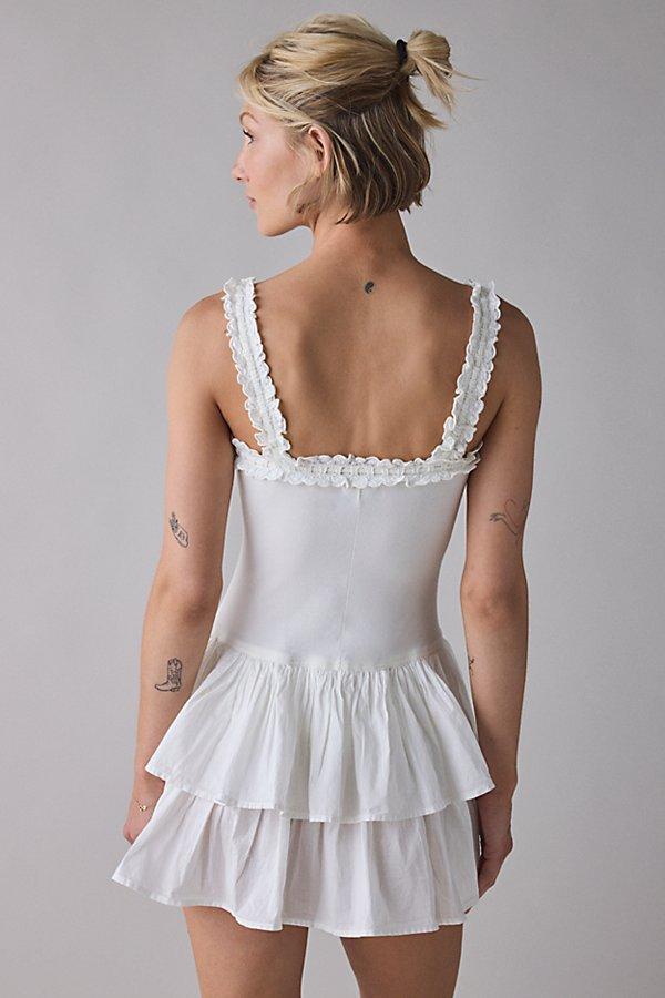 ecote olive ruffled drop waist milkmaid mini dress Leili Ruffle Mini Dress- Olive Damson Madder