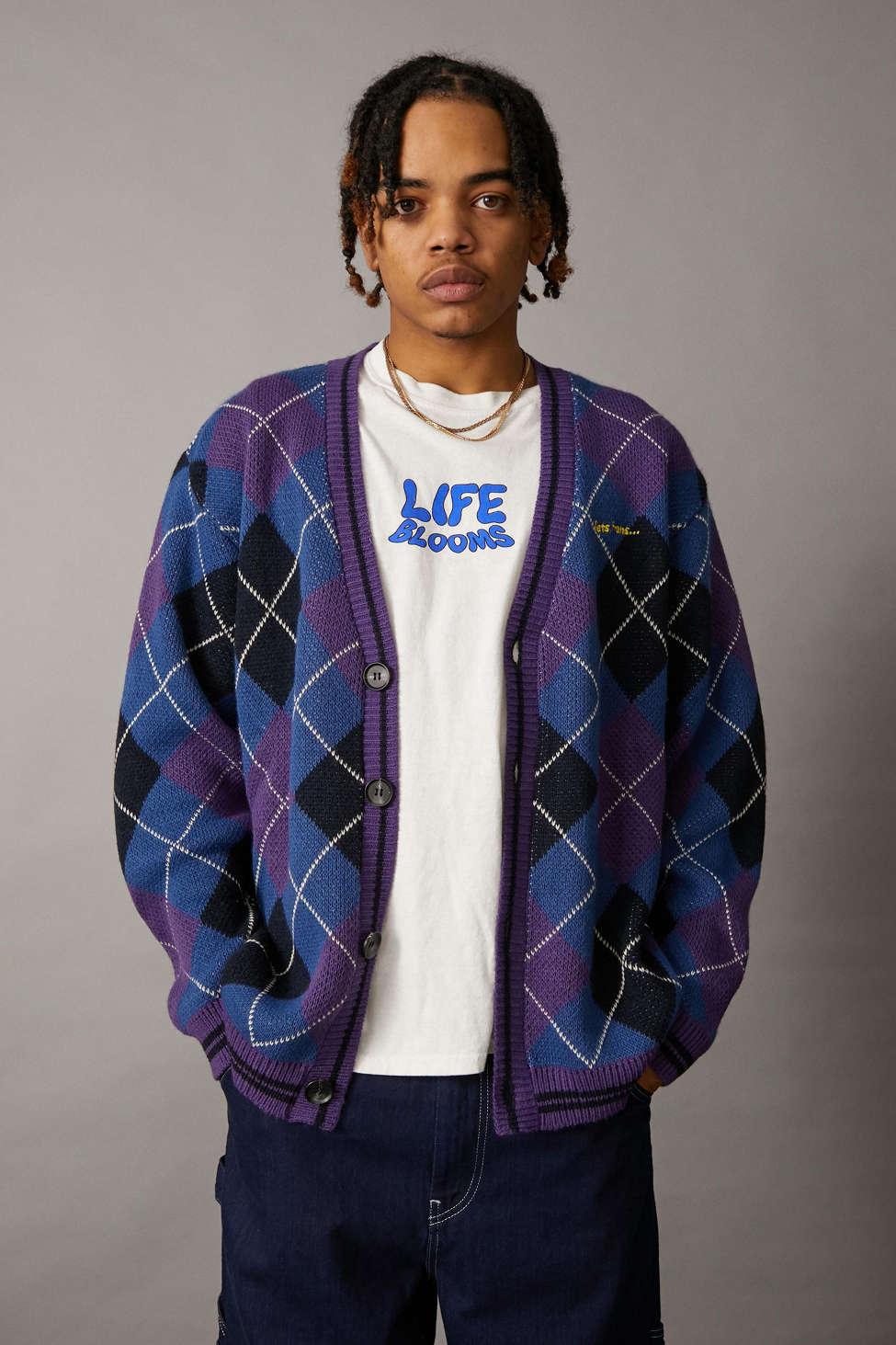 Purple argyle cardigan Clearance