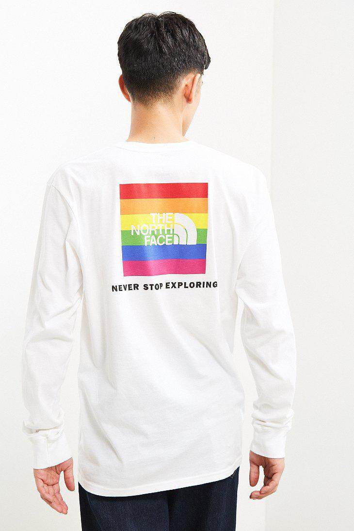 The North Face Cotton The North Face Rainbow Box Logo Long Sleeve Tee in  White for Men - Lyst