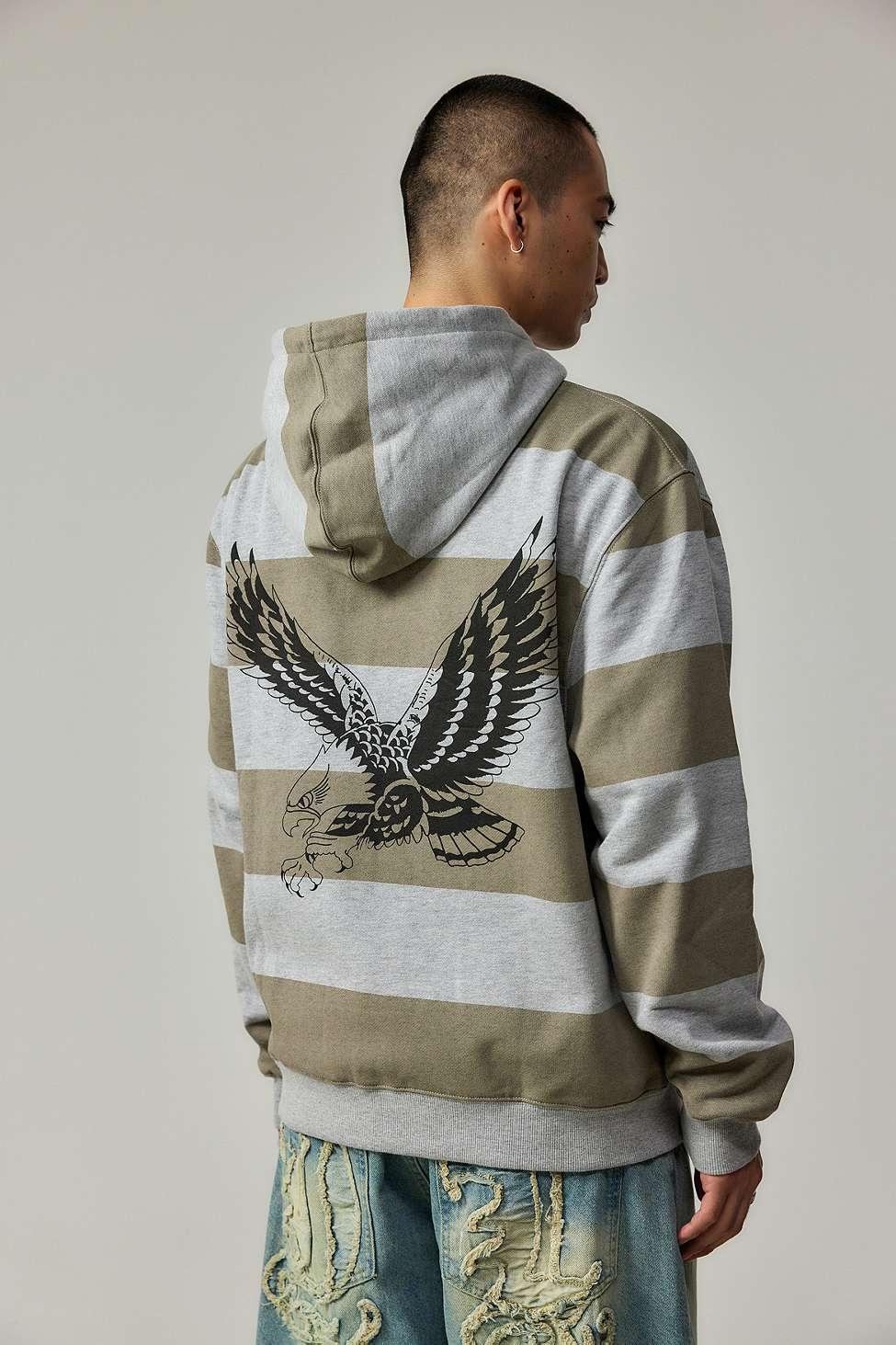 Ed Hardy Uo Exclusive Stripe Zip-through Hoodie in Grey for Men