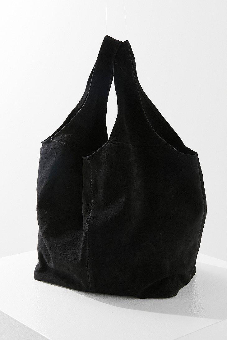 black suede shopper bag