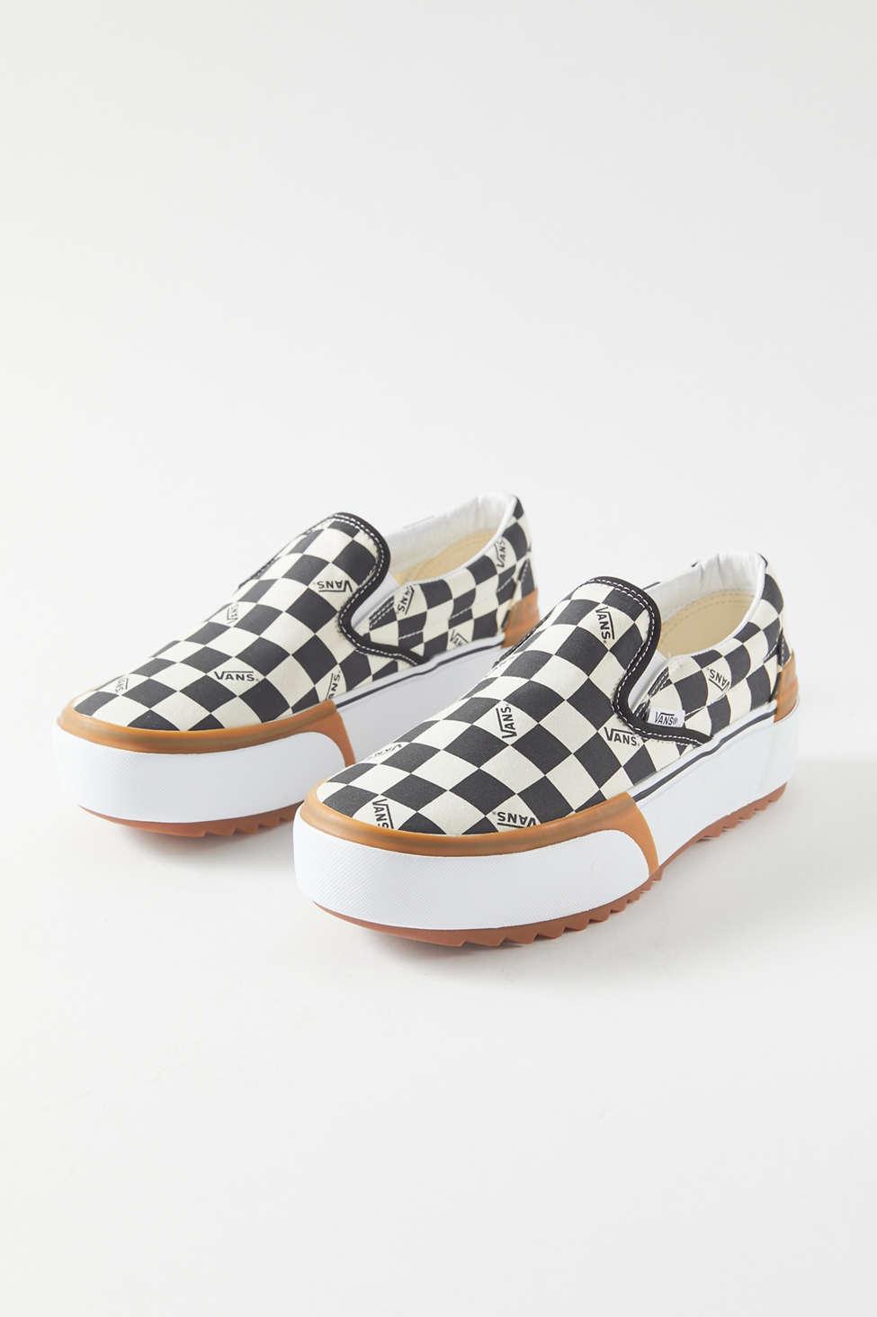 Vans Canvas Checkerboard Stacked Slipon Sneaker Lyst