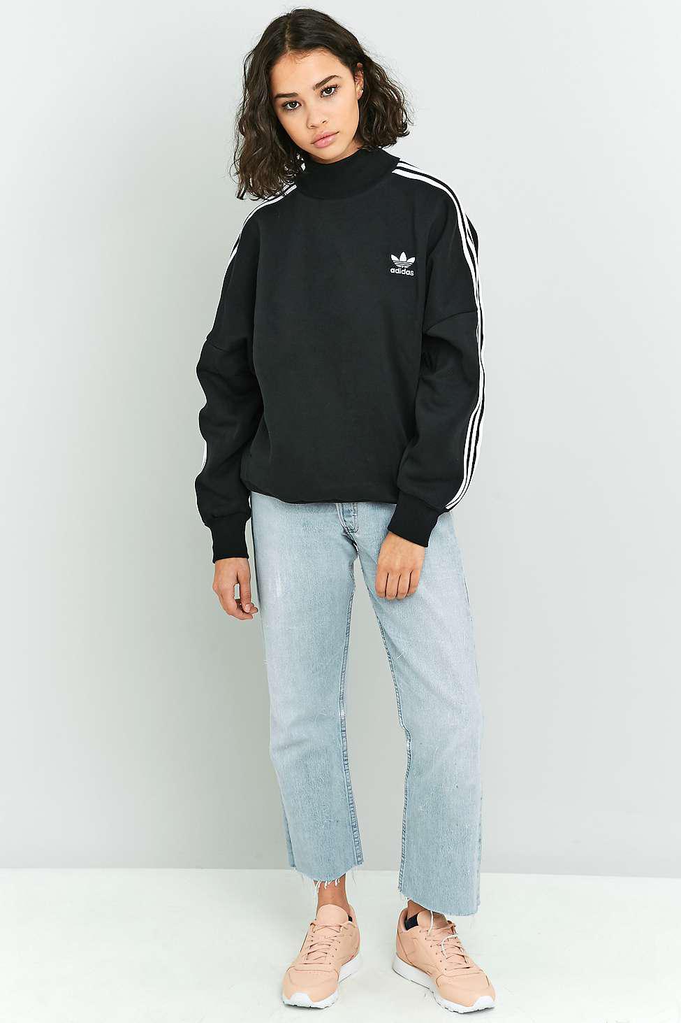 adidas 3 stripes turtleneck sweatshirt