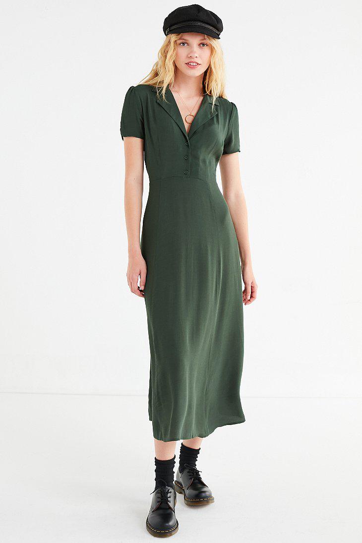 button down midi shirt dress